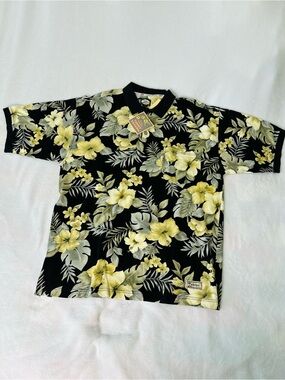 Tommy Bahama Black Floral Daydream Believer Polo Size XL